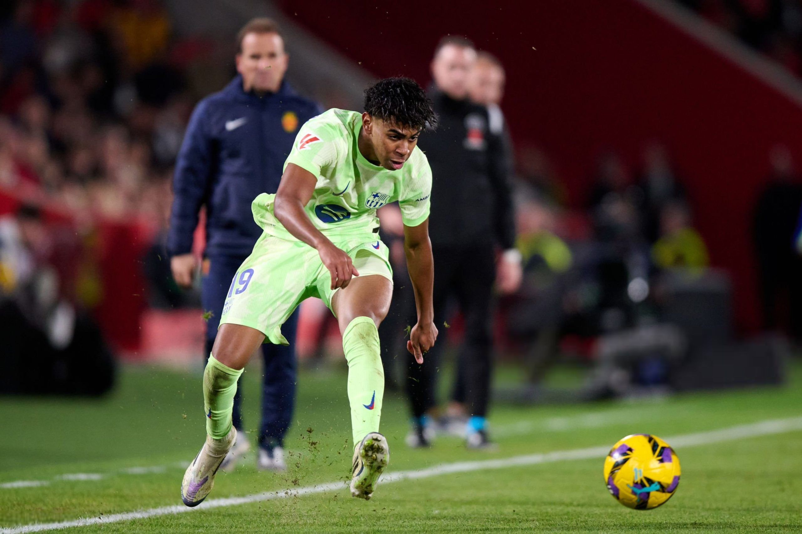 Lamine en el partido ante el Mallorca