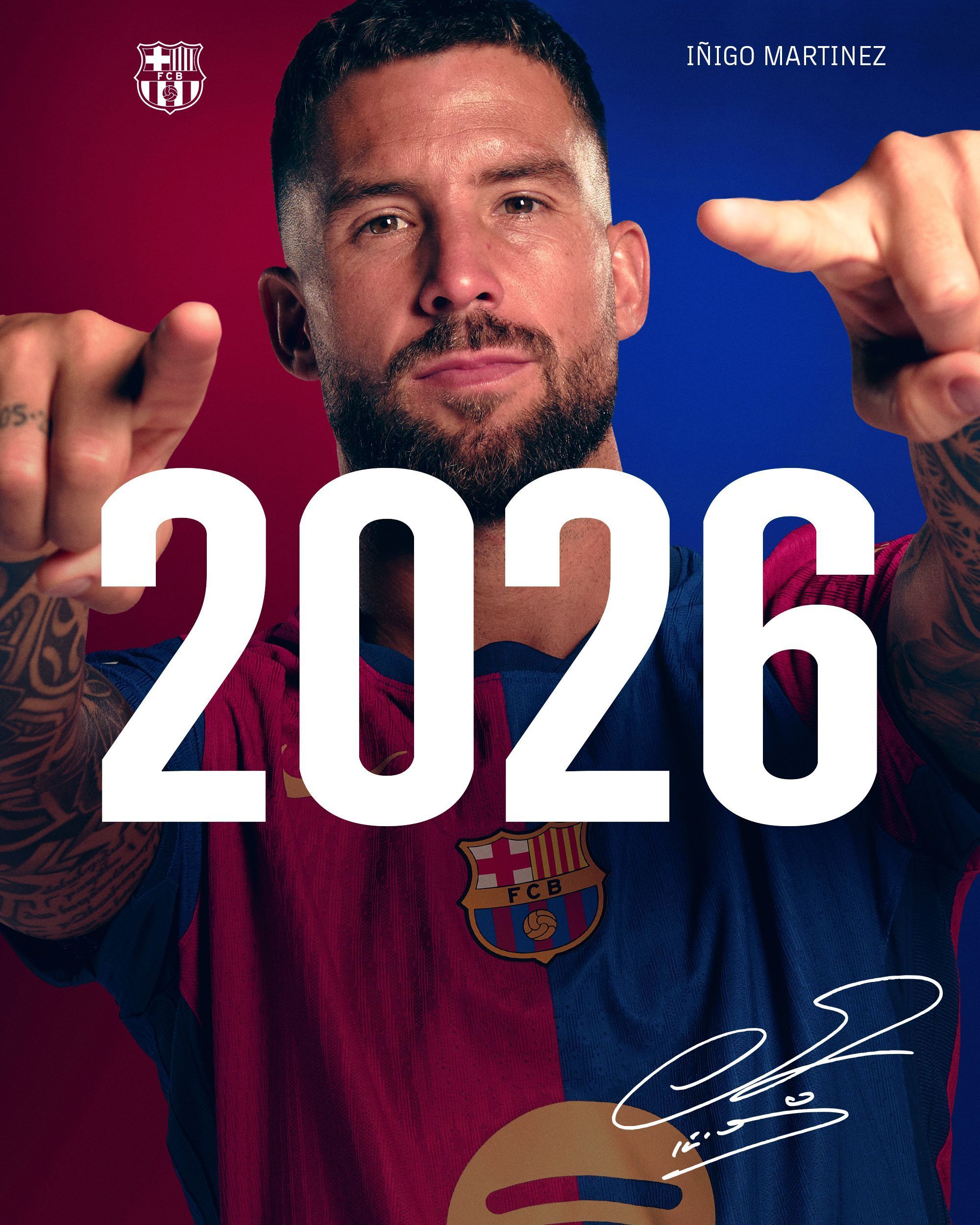 Iñigo Martínez renueva su contrato con el FC Barcelona hasta 2026.