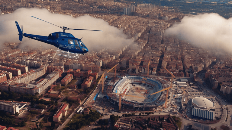 Vistas panorámicas del Spotify Camp Nou desde un helicóptero con Sky Tour BCN