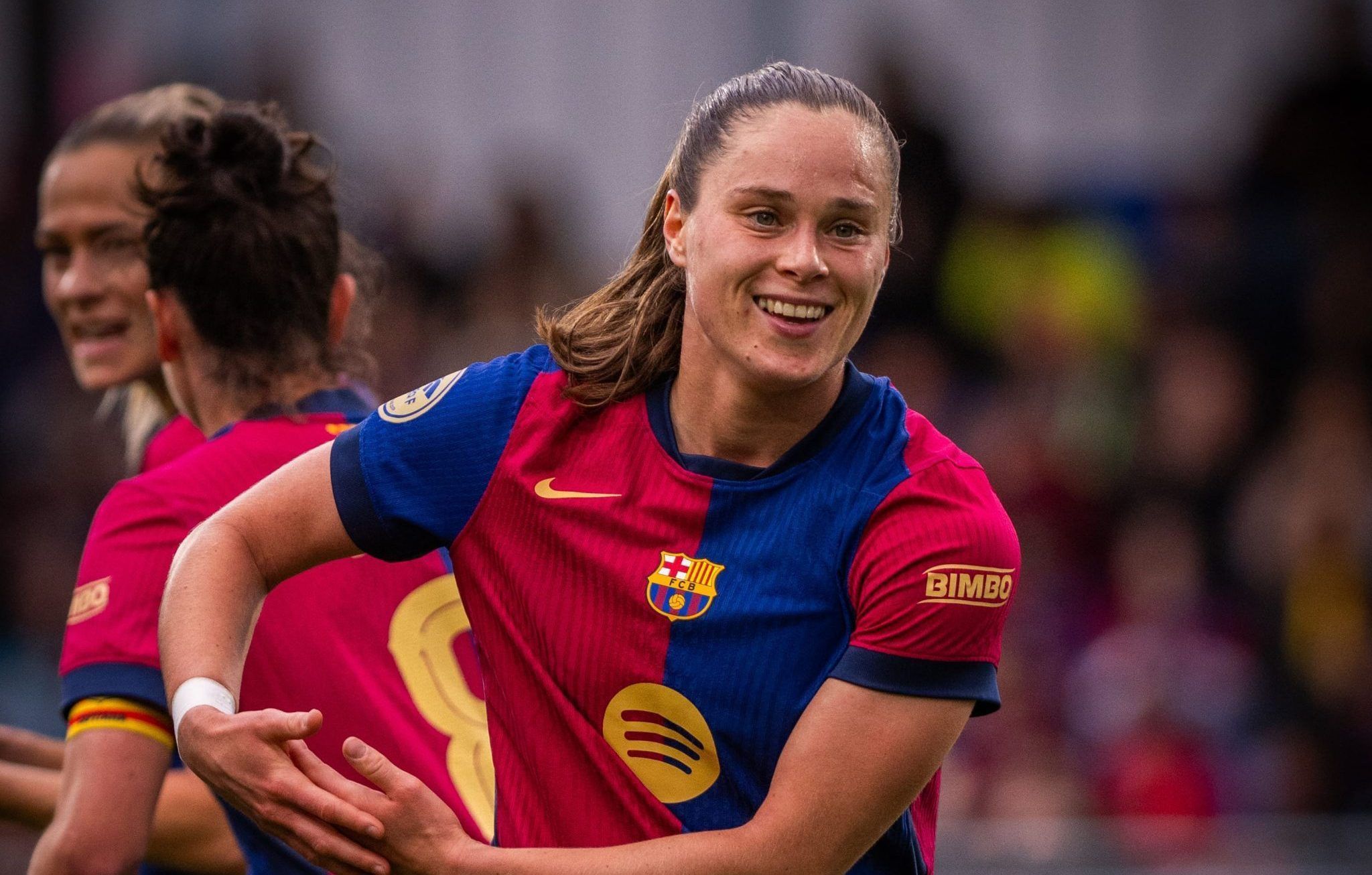 Ewa Pajor, celebrando uno de sus dos tantos, en el Barça - Sevilla. (Foto: FC Barcelona)