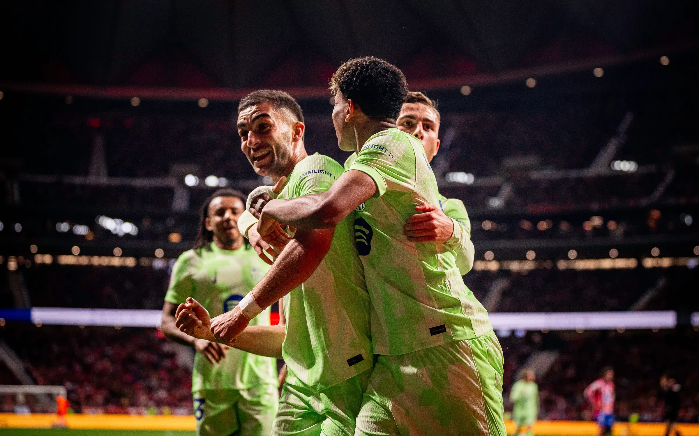 Ferran Torres celebrando el gol del FC Barcelona ante el Atlético de Madrid
