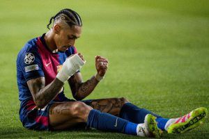 Raphinha celebrando su gol ante el Dortmund en Champions League 2025