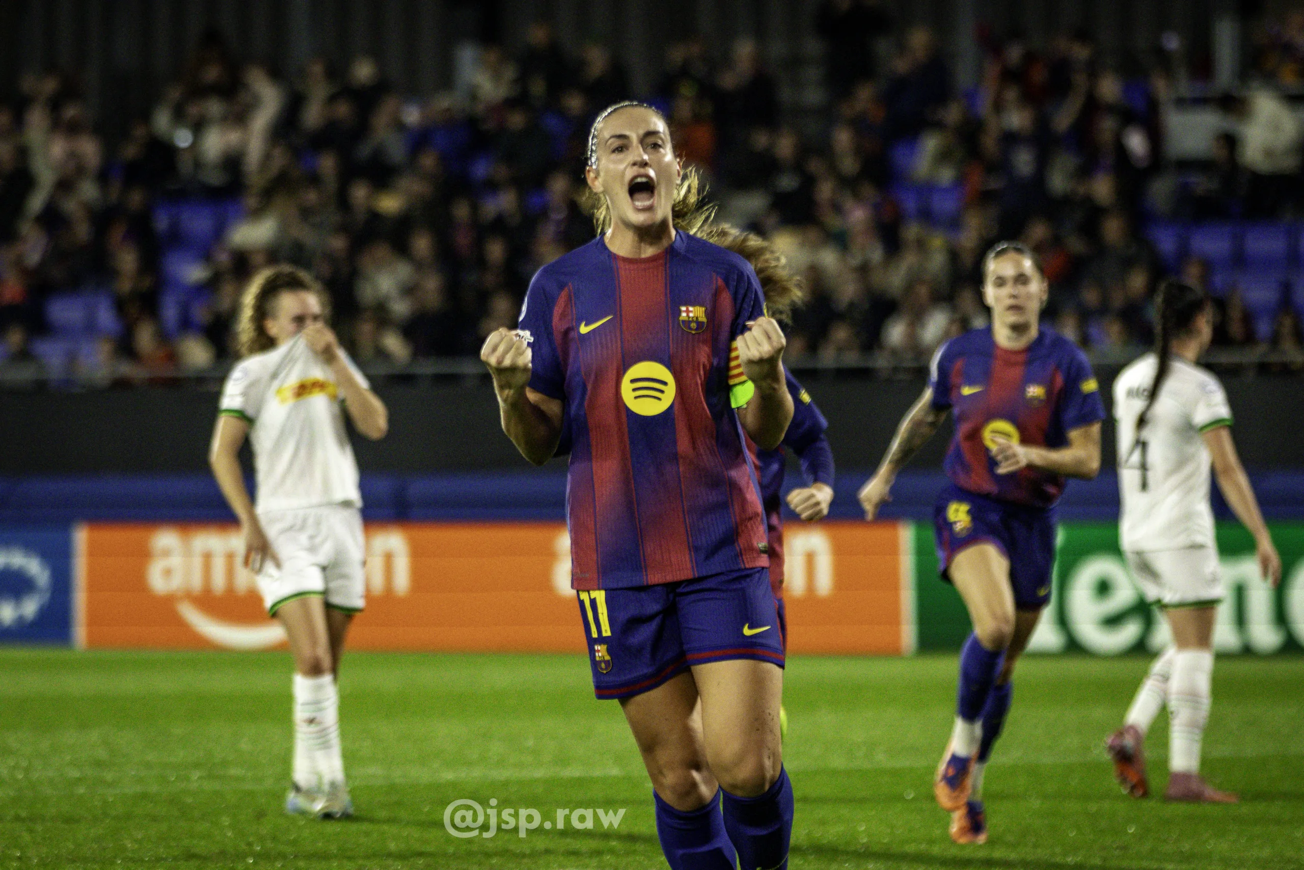 Alexia Putellas celebrando su tanto de penalti ante el OH Leuven, que abría la lata. (Foto: @jsp.raw - a Partido Único)