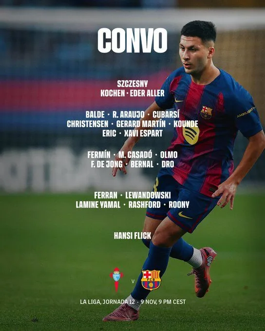 Convocatoria de Flick para el Celta de Vigo-FC Barcelona