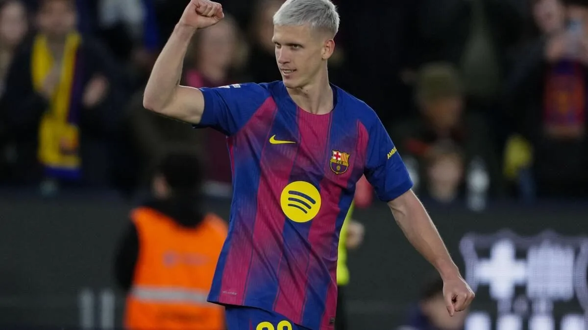 Dani Olmo celebrando un gol. Fuente: SPORT