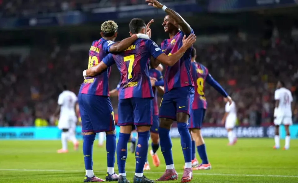 El FC Barcelona en un partido de Champions League
