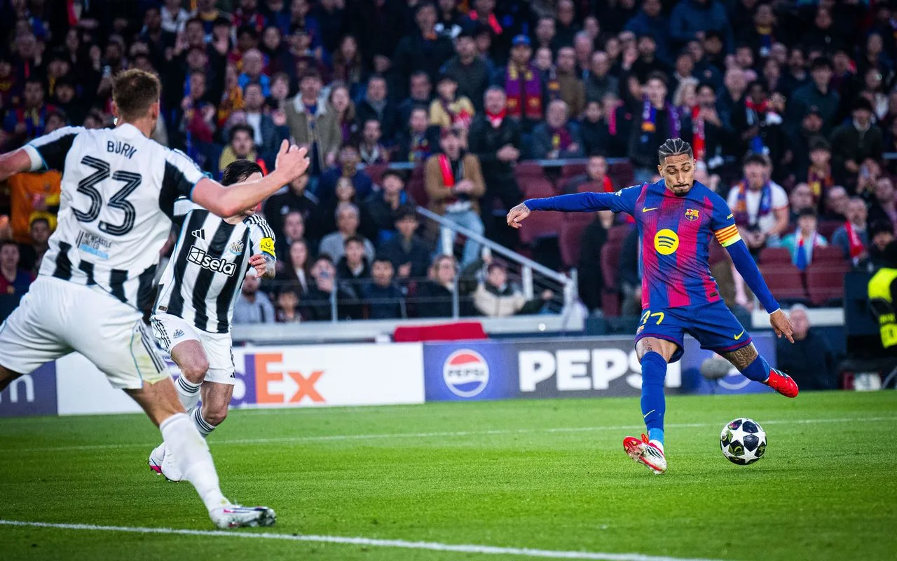 Raphinha marca el 1-0 ante el Newcastle